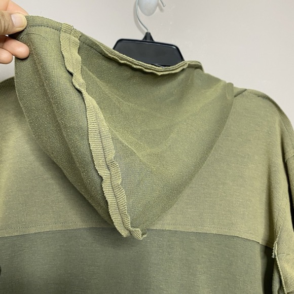 Pol Midi Dress‎ Hoodie Long Sleeves Deep V Neck Flare Hem Size S Oversized Green - Picture 7 of 16